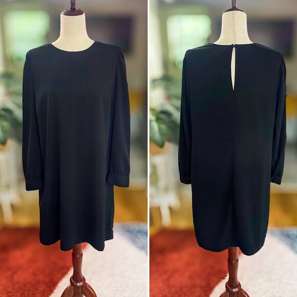 Old Navy Black Mini Shift Dress – Long Sleeve, Size Large - Picture 1 of 8